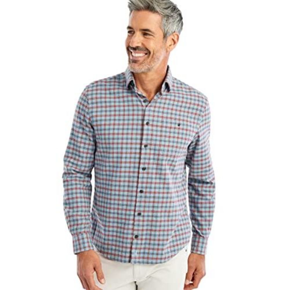johnnie-O Blue and Red Plaid Men's Shirt